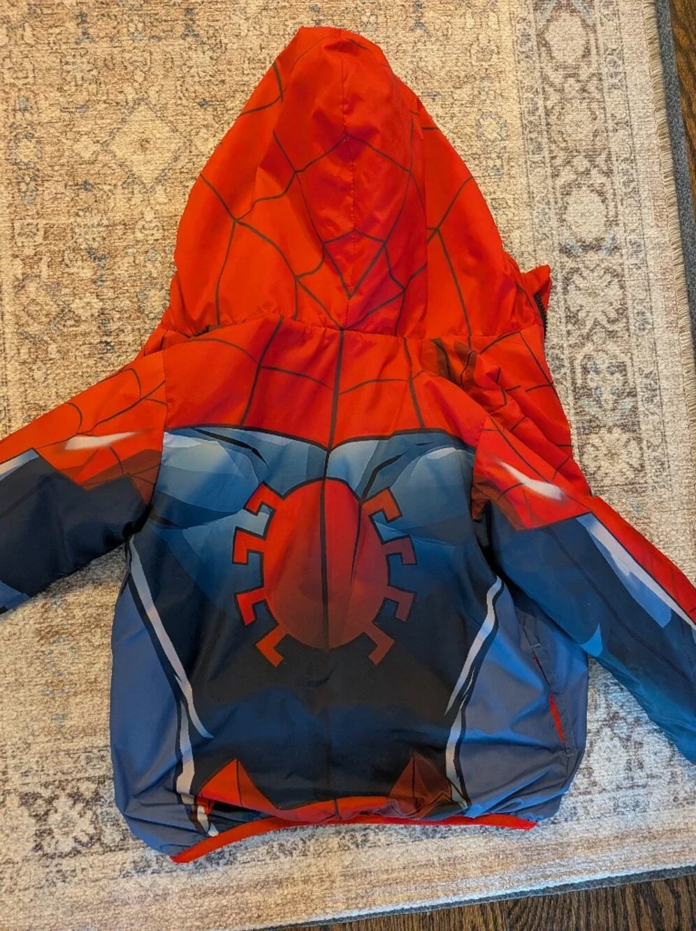 Spider-Inspired Red and Blue Kid Fleeced Jacket